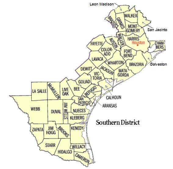 Map of USDC Southern District of Texas - Corpus Christi Division